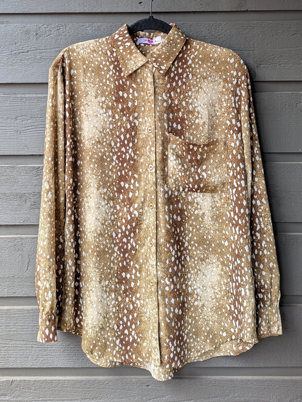 NWOT Buddy Love Portia Loose Button Up Top Blouse Bambi Fawn Deer Print Small